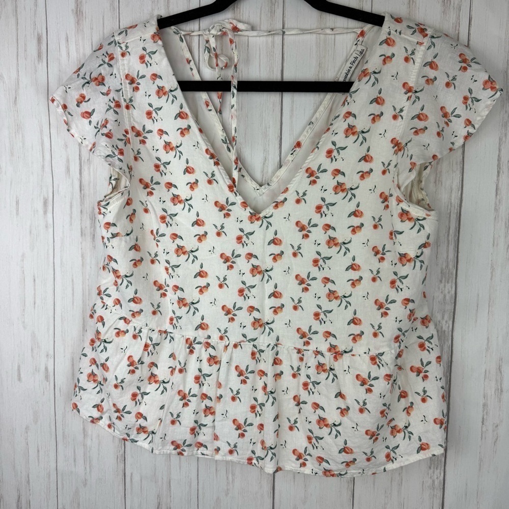 Abercrombie & Fitch peach babydoll linen blouse Small